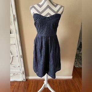 Pink Cattletac - Navy - Strapless Dress - Size: Large